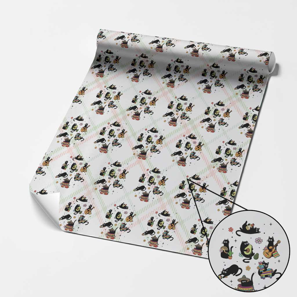 Funny Black Cat Lover Cinco De Mayo Wrapping Paper Roll Mexican Fiesta Gift TS12 Christmas Plaid Print Your Wear