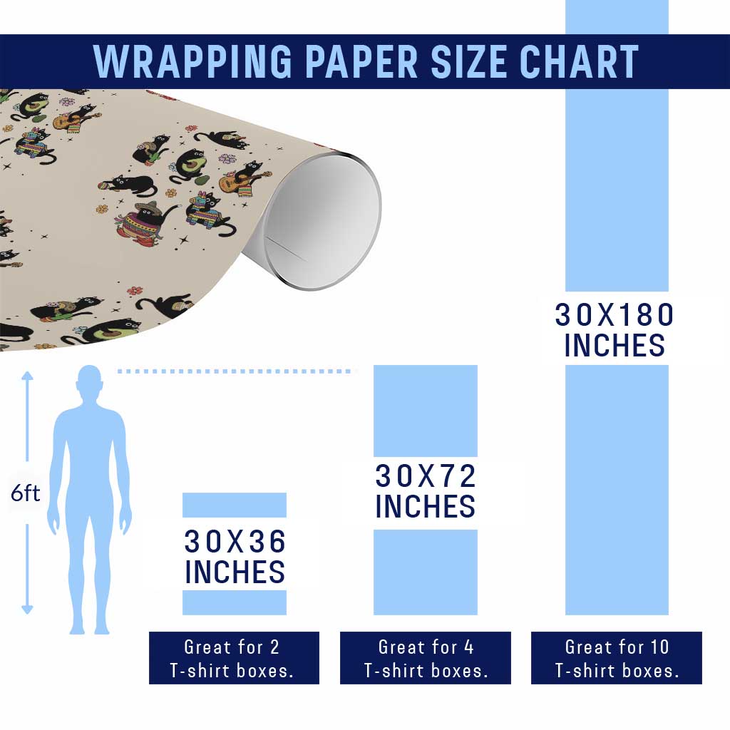 Funny Black Cat Lover Cinco De Mayo Wrapping Paper Roll Mexican Fiesta Gift TS12 Print Your Wear