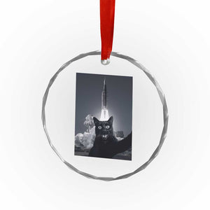 Funny Black Cat Selfie Crystal Glass Ornament Back To The Moon Mission 2026 TS14 Print Your Wear