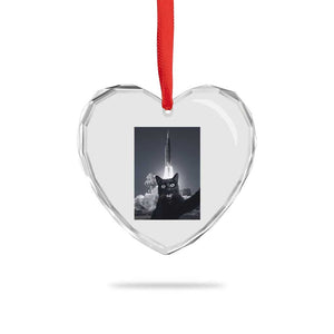 Funny Black Cat Selfie Heart Crystal Glass Ornament Back To The Moon Mission 2026 TS14 Print Your Wear