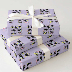 Funny Black Cat With Bunny Eggs Easter Day Wrapping Paper Roll TS11 Violet Print Your Wear