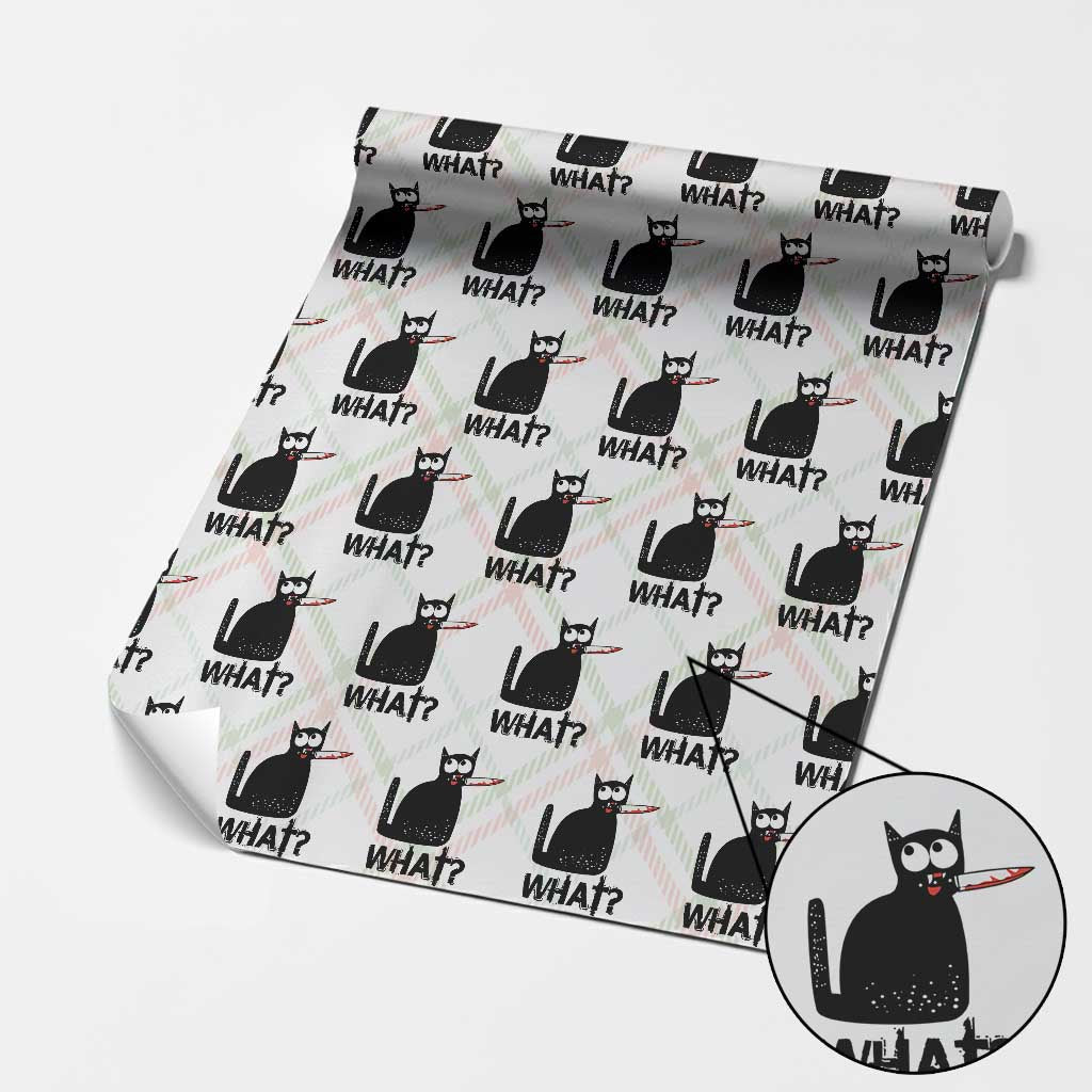 Funny Black Cat Wrapping Paper Roll What Kitten Murderous TS11 Christmas Plaid Print Your Wear