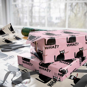 Funny Black Cat Wrapping Paper Roll What Kitten Murderous TS11 Light Pink Print Your Wear