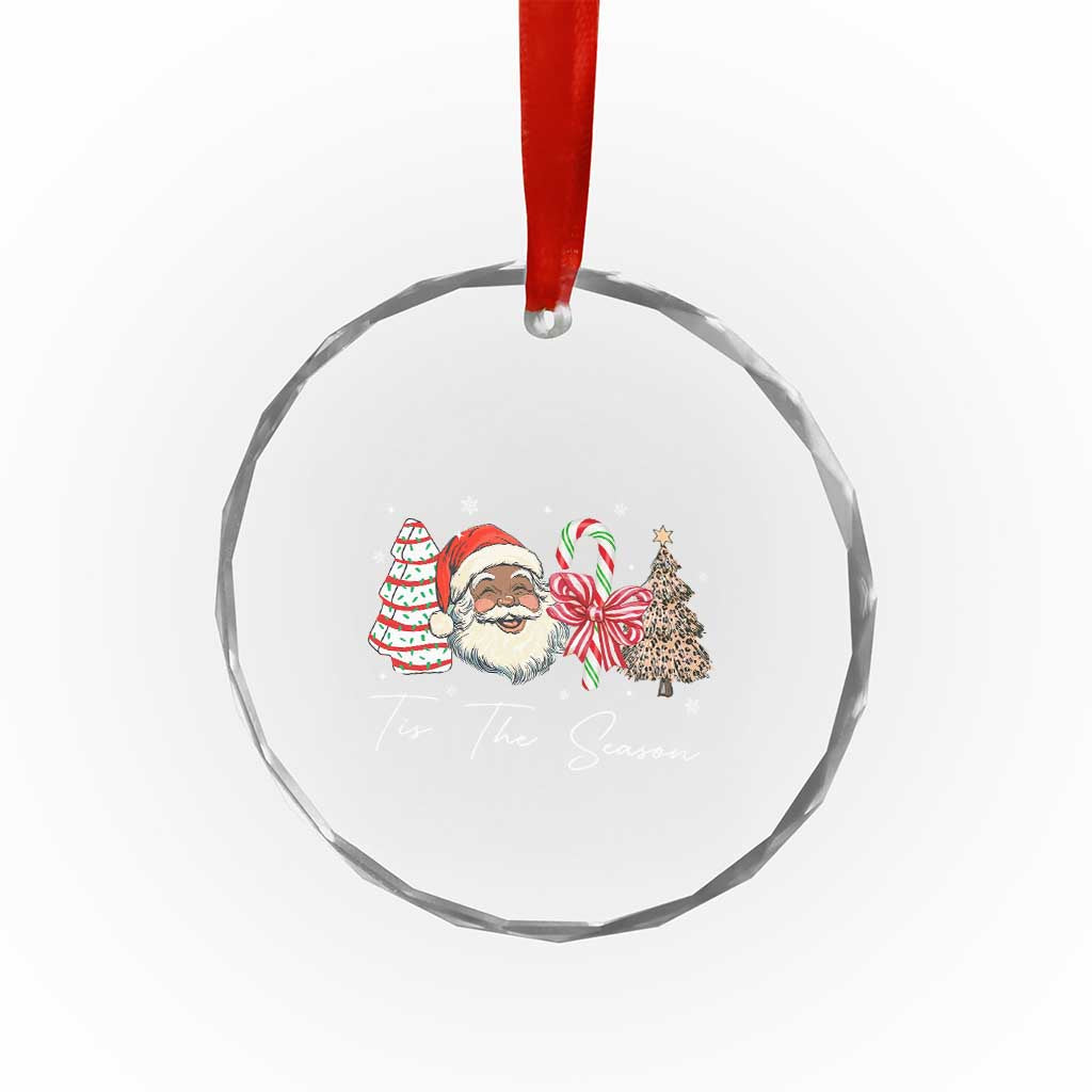 Funny Black Christmas Crystal Glass Ornament Tis The Season African American Santa TS11 Print Your Wear