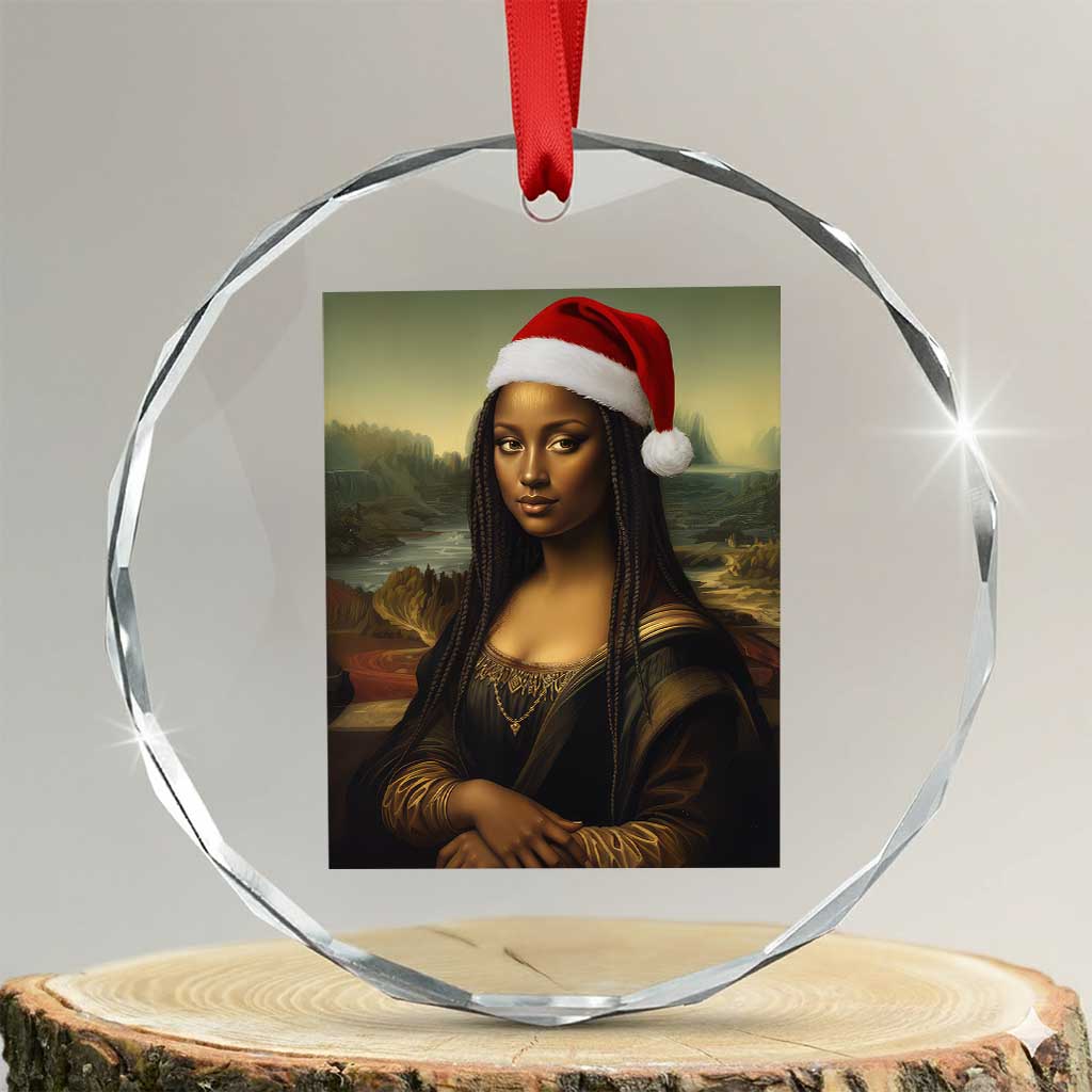 Funny Black Christmas Crystal Glass Ornament Vintage Mona Lisa Afro Santa Da Vinci Xmas TS10 Transparent Glass 3'' Circle Print Your Wear