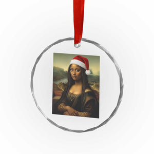 Funny Black Christmas Crystal Glass Ornament Vintage Mona Lisa Afro Santa Da Vinci Xmas TS10 Print Your Wear