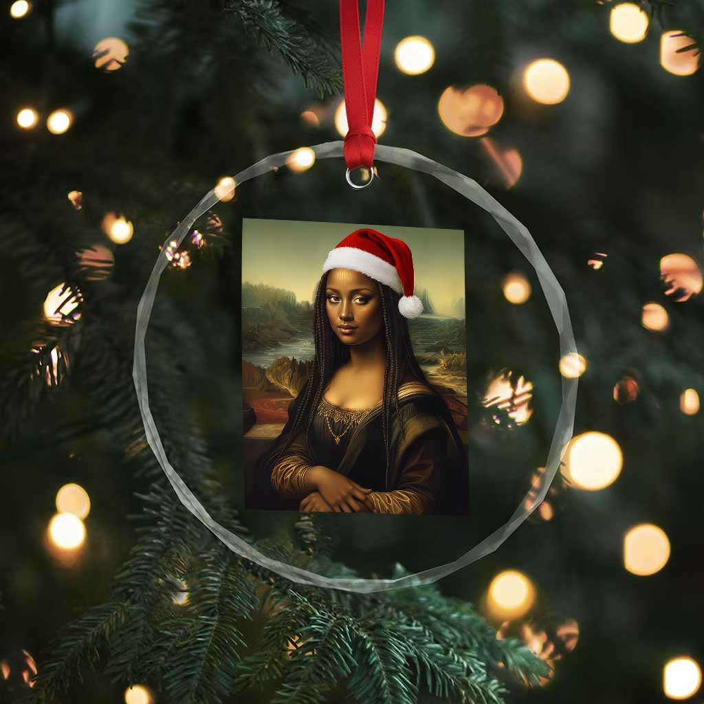 Funny Black Christmas Crystal Glass Ornament Vintage Mona Lisa Afro Santa Da Vinci Xmas TS10 Print Your Wear