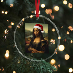 Funny Black Christmas Crystal Glass Ornament Vintage Mona Lisa Afro Santa Da Vinci Xmas TS10 Print Your Wear