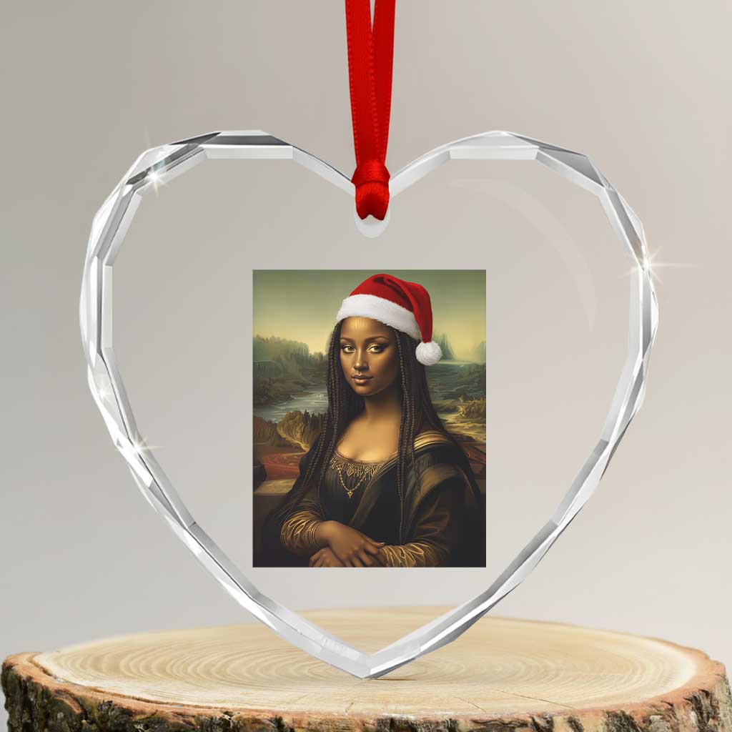 Funny Black Christmas Heart Crystal Glass Ornament Vintage Mona Lisa Afro Santa Da Vinci Xmas TS10 Transparent Glass 3'' Heart Print Your Wear