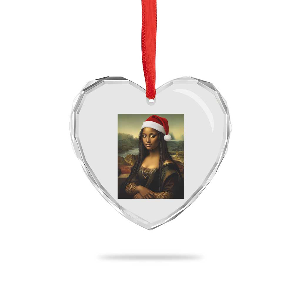 Funny Black Christmas Heart Crystal Glass Ornament Vintage Mona Lisa Afro Santa Da Vinci Xmas TS10 Print Your Wear