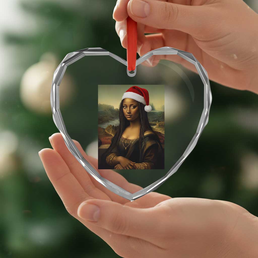 Funny Black Christmas Heart Crystal Glass Ornament Vintage Mona Lisa Afro Santa Da Vinci Xmas TS10 Print Your Wear