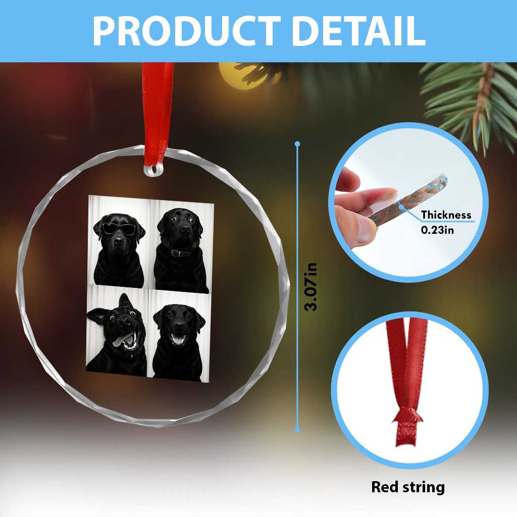 Funny Black Lab Crystal Glass Ornament Photobooth Selfie Dog Mom Gift TS12 Print Your Wear