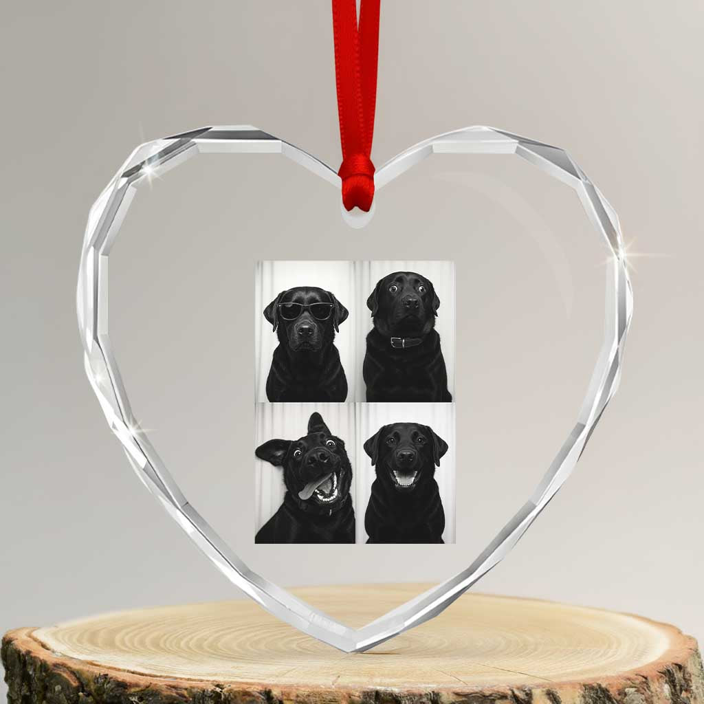 Funny Black Lab Heart Crystal Glass Ornament Photobooth Selfie Dog Mom Gift TS12 Transparent Glass 3'' Heart Print Your Wear