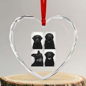 Funny Black Lab Heart Crystal Glass Ornament Photobooth Selfie Dog Mom Gift TS12 Transparent Glass 3'' Heart Print Your Wear