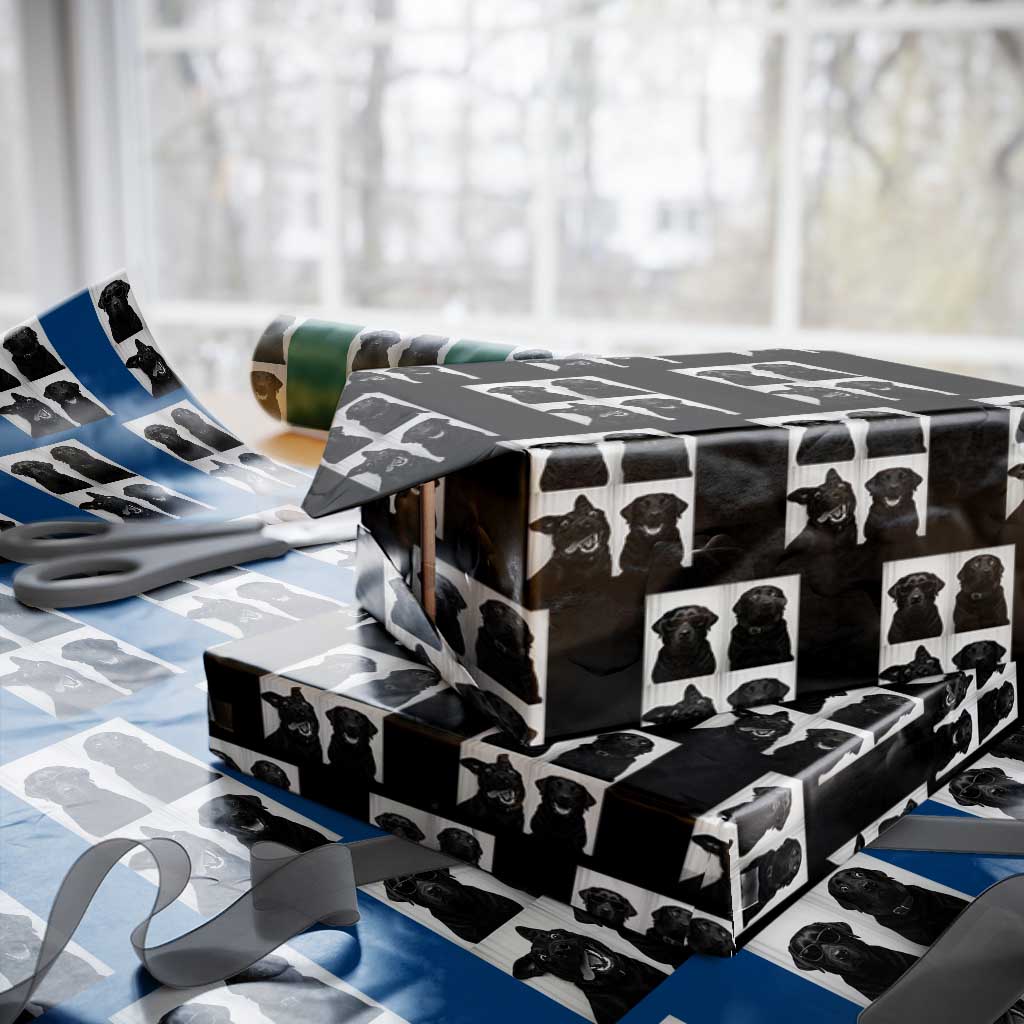 Funny Black Lab Wrapping Paper Roll Photobooth Selfie Dog Mom Gift TS12 Black Print Your Wear