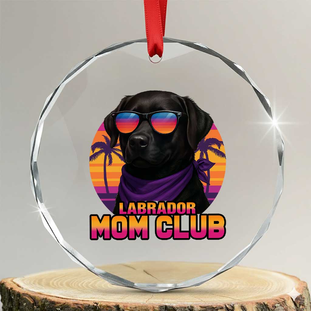 Funny Black Labrador Crystal Glass Ornament Dog Mom Retro Sunset Gift TS12 Transparent Glass 3'' Circle Print Your Wear