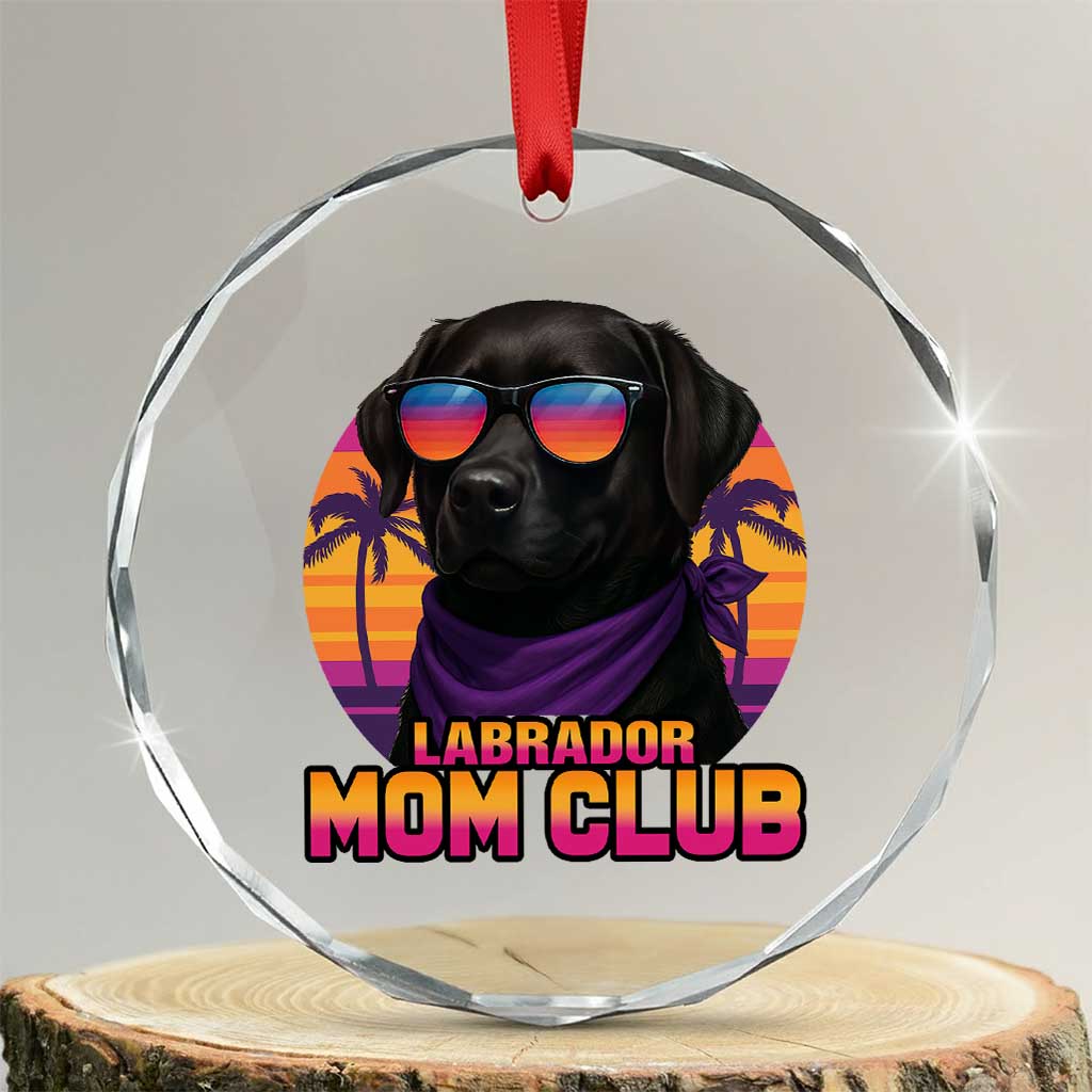 Funny Black Labrador Crystal Glass Ornament Dog Mom Retro Sunset Gift TS12 Transparent Glass 3'' Circle Print Your Wear