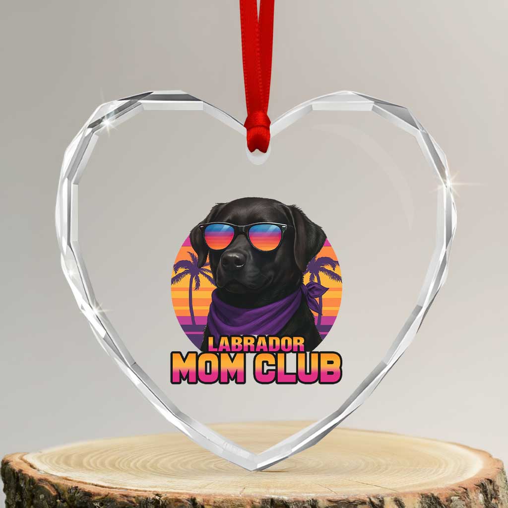Funny Black Labrador Heart Crystal Glass Ornament Dog Mom Retro Sunset Gift TS12 Transparent Glass 3'' Heart Print Your Wear