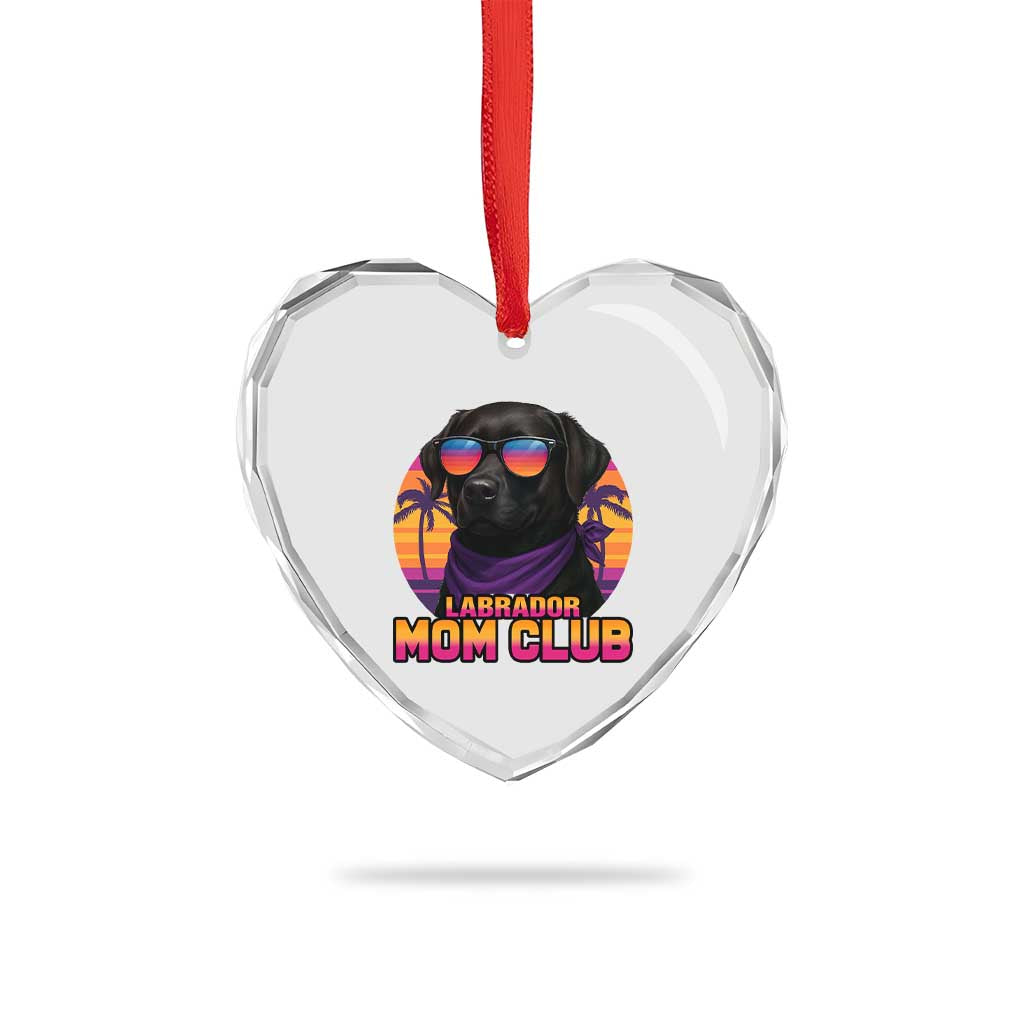 Funny Black Labrador Heart Crystal Glass Ornament Dog Mom Retro Sunset Gift TS12 Print Your Wear