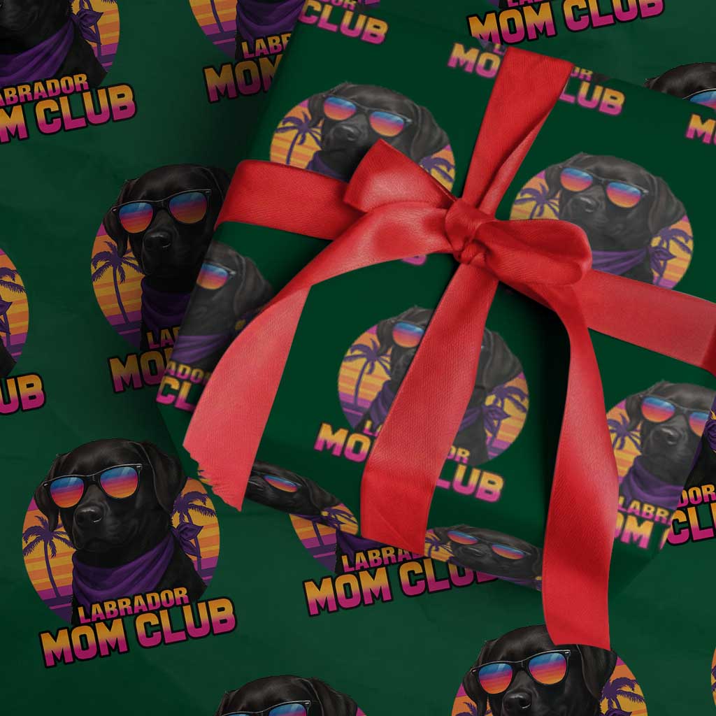 Funny Black Labrador Wrapping Paper Roll Dog Mom Retro Sunset Gift TS12 Green Print Your Wear