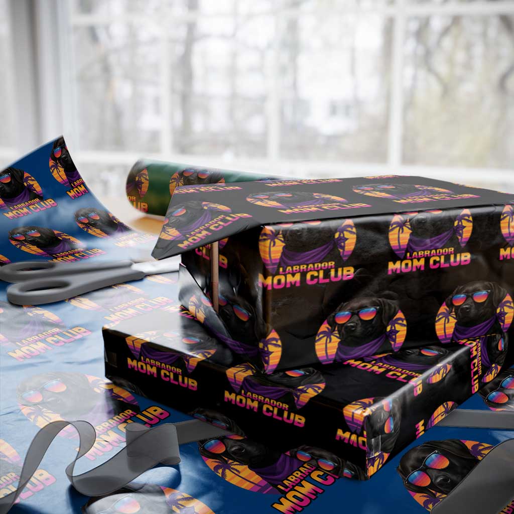Funny Black Labrador Wrapping Paper Roll Dog Mom Retro Sunset Gift TS12 Black Print Your Wear