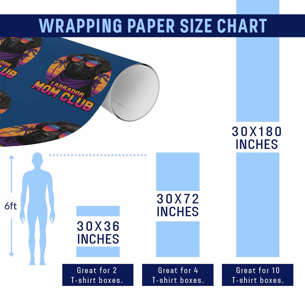 Funny Black Labrador Wrapping Paper Roll Dog Mom Retro Sunset Gift TS12 Print Your Wear