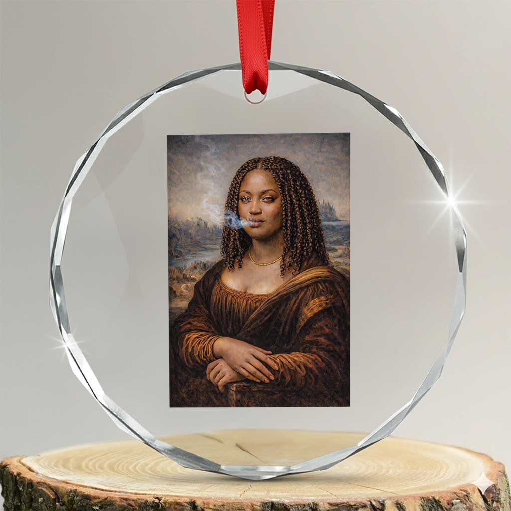 Funny Black Mona Lisa Crystal Glass Ornament African American Pride TS12 Transparent Glass 3'' Circle Print Your Wear