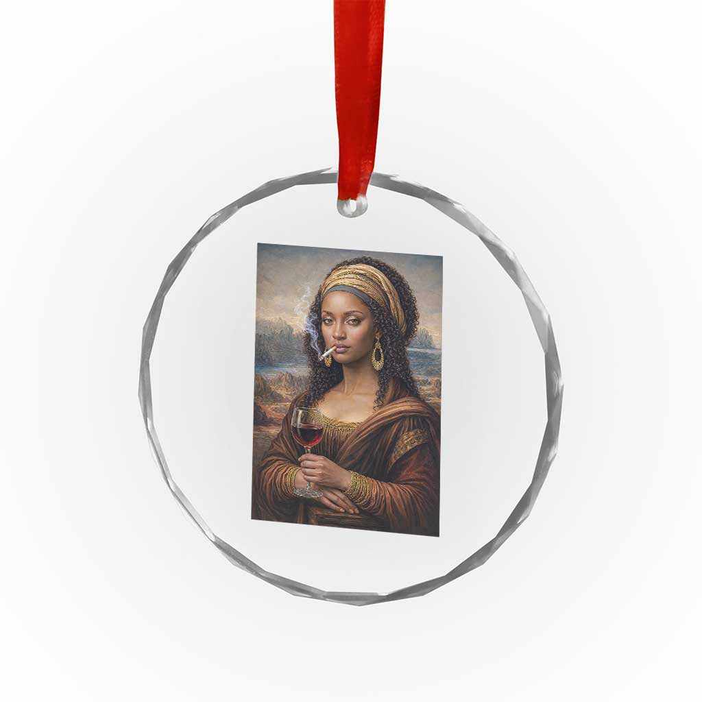 Funny Black Mona Lisa Crystal Glass Ornament Melanin Queen Black History Month TS12 Print Your Wear