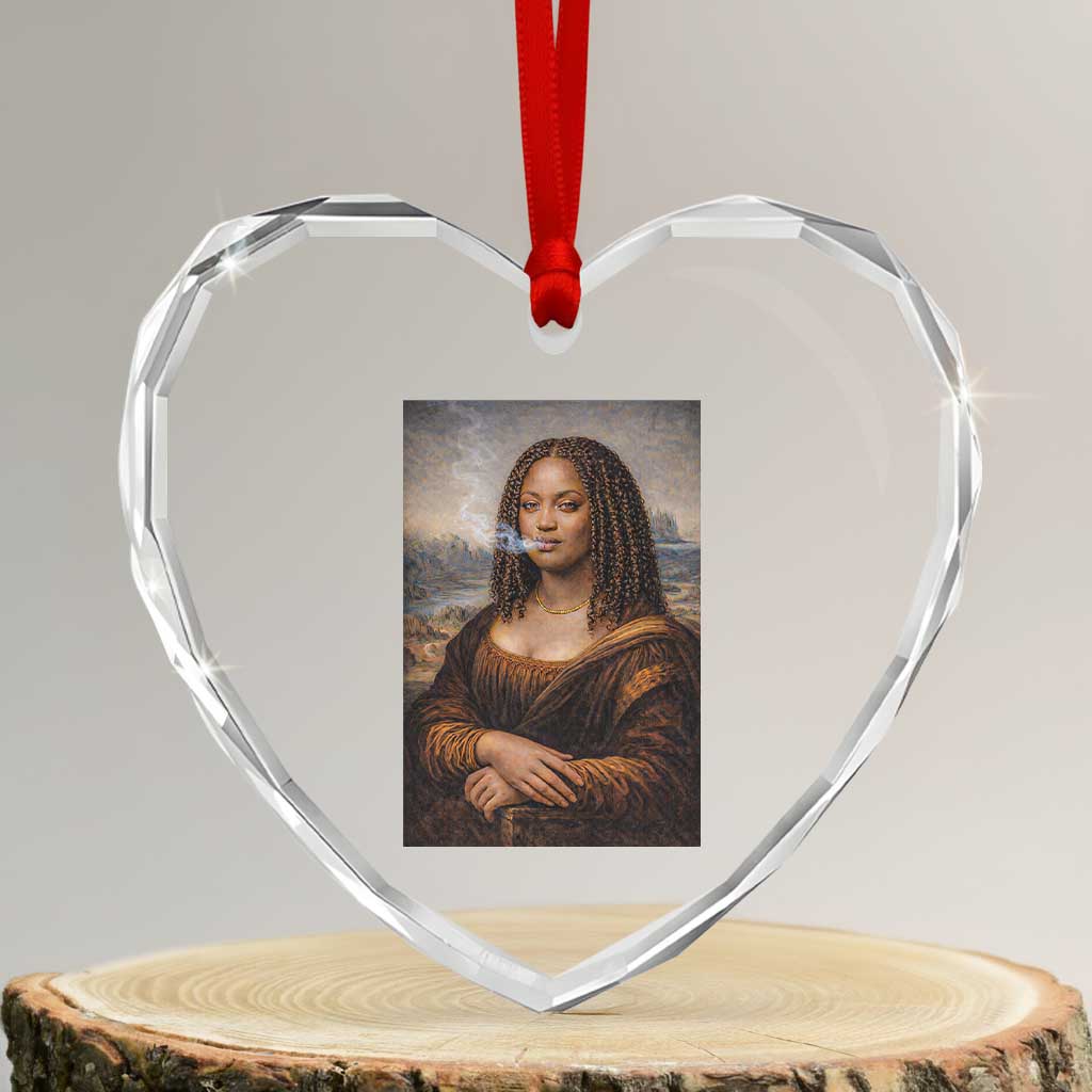 Funny Black Mona Lisa Heart Crystal Glass Ornament African American Pride TS12 Transparent Glass 3'' Heart Print Your Wear