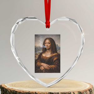 Funny Black Mona Lisa Heart Crystal Glass Ornament African American Pride TS12 Transparent Glass 3'' Heart Print Your Wear