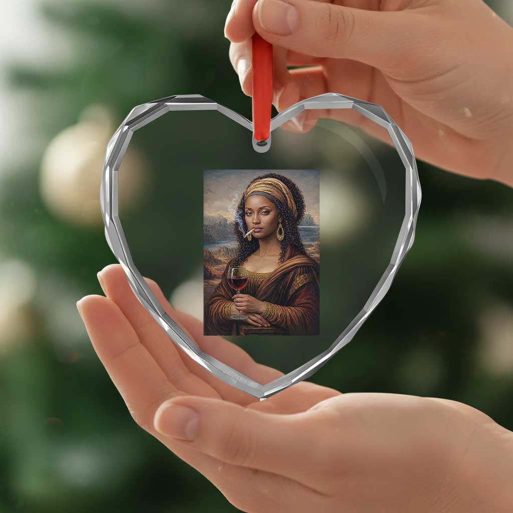 Funny Black Mona Lisa Heart Crystal Glass Ornament Melanin Queen Black History Month TS12 Print Your Wear