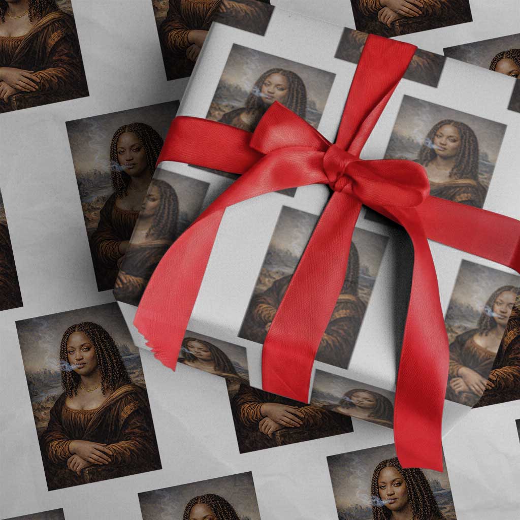 Funny Black Mona Lisa Wrapping Paper Roll African American Pride TS12 White Print Your Wear