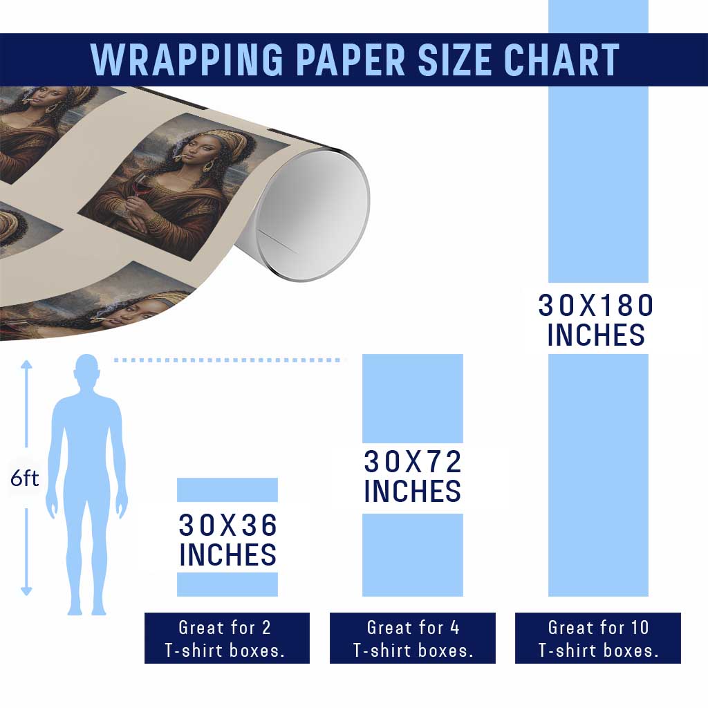 Funny Black Mona Lisa Wrapping Paper Roll Melanin Queen Black History Month TS12 Print Your Wear