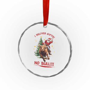 Funny Black Santa Bull Riding Christmas Crystal Glass Ornament I Deliver Gifts No Bull TS12 Print Your Wear