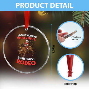 Funny Black Santa Bull Riding Christmas Crystal Glass Ornament I Do Not Deliver Gifts I Rodeo TS12 Print Your Wear