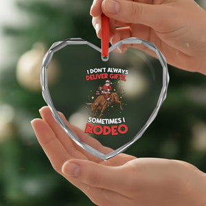 Funny Black Santa Bull Riding Christmas Heart Crystal Glass Ornament I Do Not Deliver Gifts I Rodeo TS12 Print Your Wear