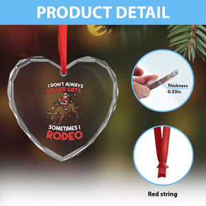 Funny Black Santa Bull Riding Christmas Heart Crystal Glass Ornament I Do Not Deliver Gifts I Rodeo TS12 Print Your Wear