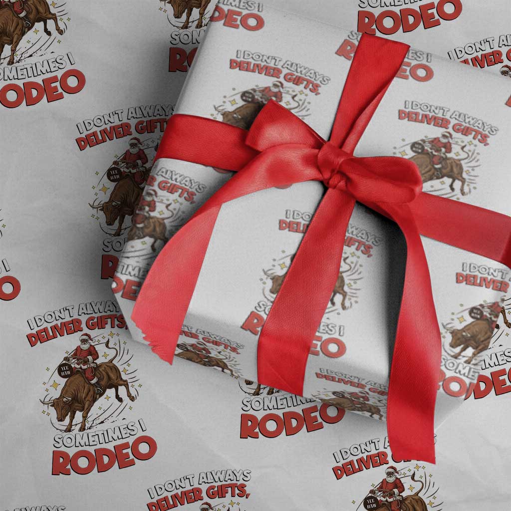 Funny Black Santa Bull Riding Christmas Wrapping Paper Roll I Do Not Deliver Gifts I Rodeo TS12 White Print Your Wear