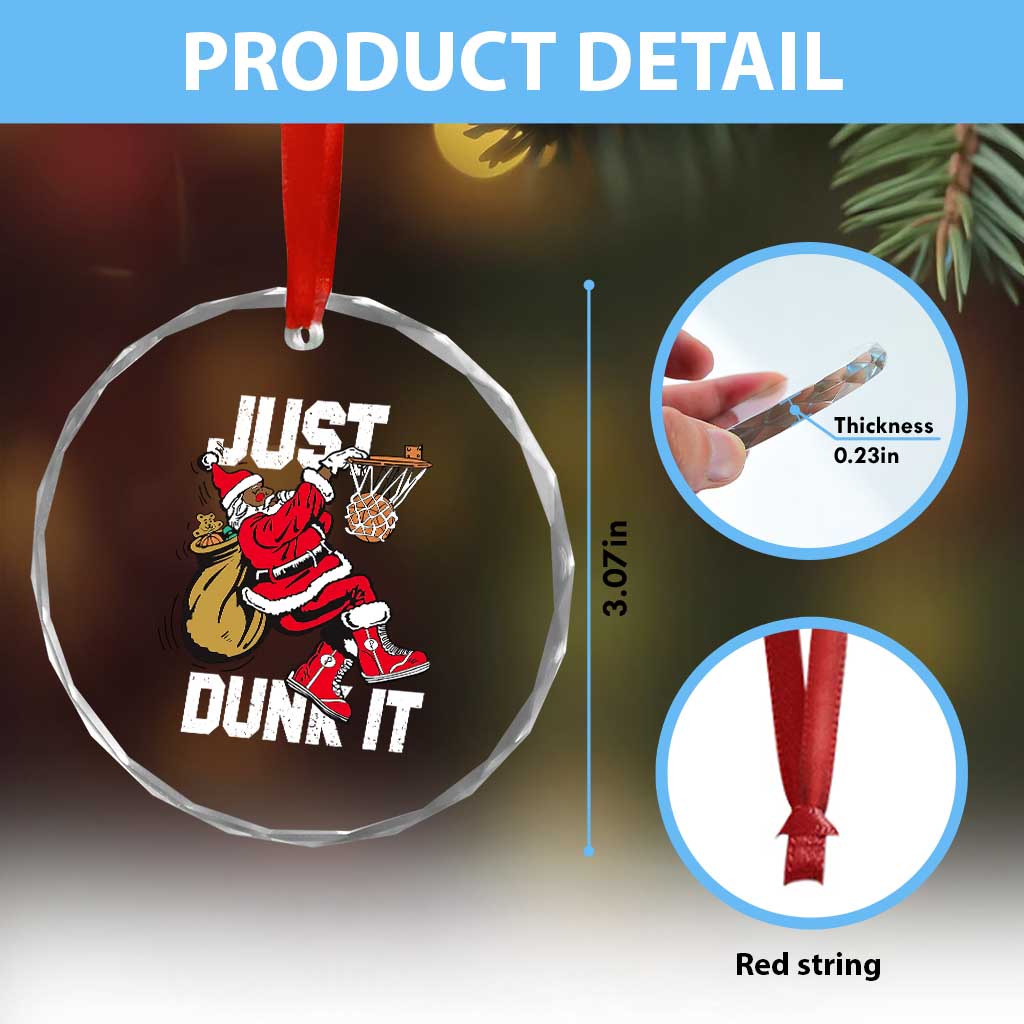 Funny Black Santa Christmas Basketball Crystal Glass Ornament Just Dunk It Xmas Sport TS11 Print Your Wear