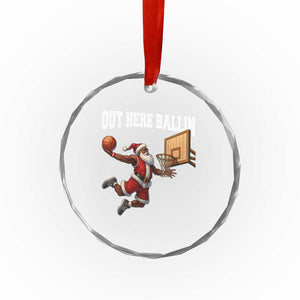 Funny Black Santa Christmas Basketball Crystal Glass Ornament Out Here Ballin Xmas Santa Sport TS11 Print Your Wear
