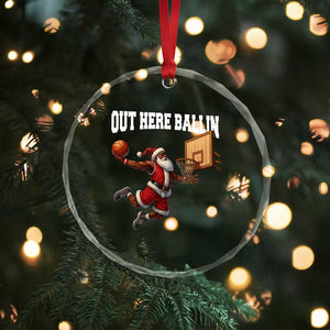 Funny Black Santa Christmas Basketball Crystal Glass Ornament Out Here Ballin Xmas Santa Sport TS11 Print Your Wear