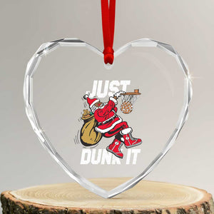 Funny Black Santa Christmas Basketball Heart Crystal Glass Ornament Just Dunk It Xmas Sport TS11 Transparent Glass 3'' Heart Print Your Wear