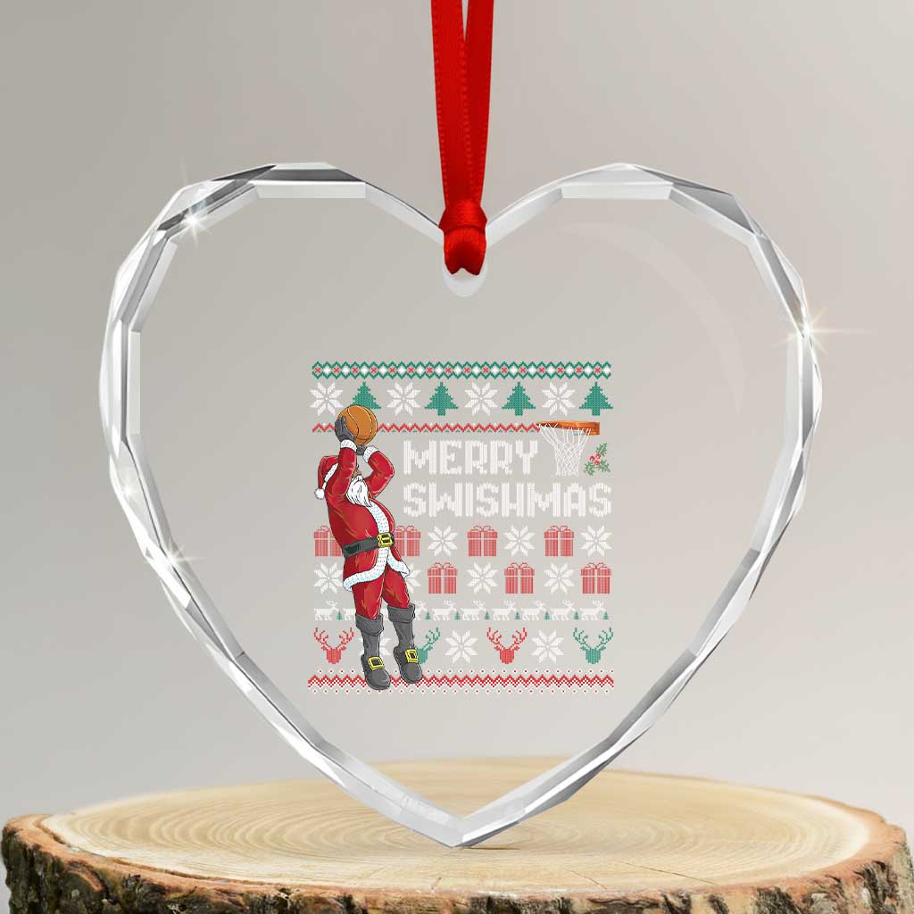 Funny Black Santa Christmas Basketball Heart Crystal Glass Ornament Merry Swishmass Xmas Sport TS11 Transparent Glass 3'' Heart Print Your Wear