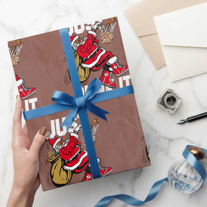 Funny Black Santa Christmas Basketball Wrapping Paper Roll Just Dunk It Xmas Sport TS11 Mocha Print Your Wear