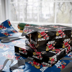 Funny Black Santa Christmas Basketball Wrapping Paper Roll Just Dunk It Xmas Sport TS11 Black Print Your Wear
