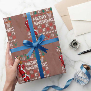 Funny Black Santa Christmas Basketball Wrapping Paper Roll Merry Swishmass Xmas Sport TS11 Mocha Print Your Wear
