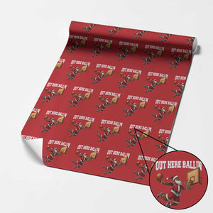 Funny Black Santa Christmas Basketball Wrapping Paper Roll Out Here Ballin Xmas Santa Sport TS11 Red Print Your Wear