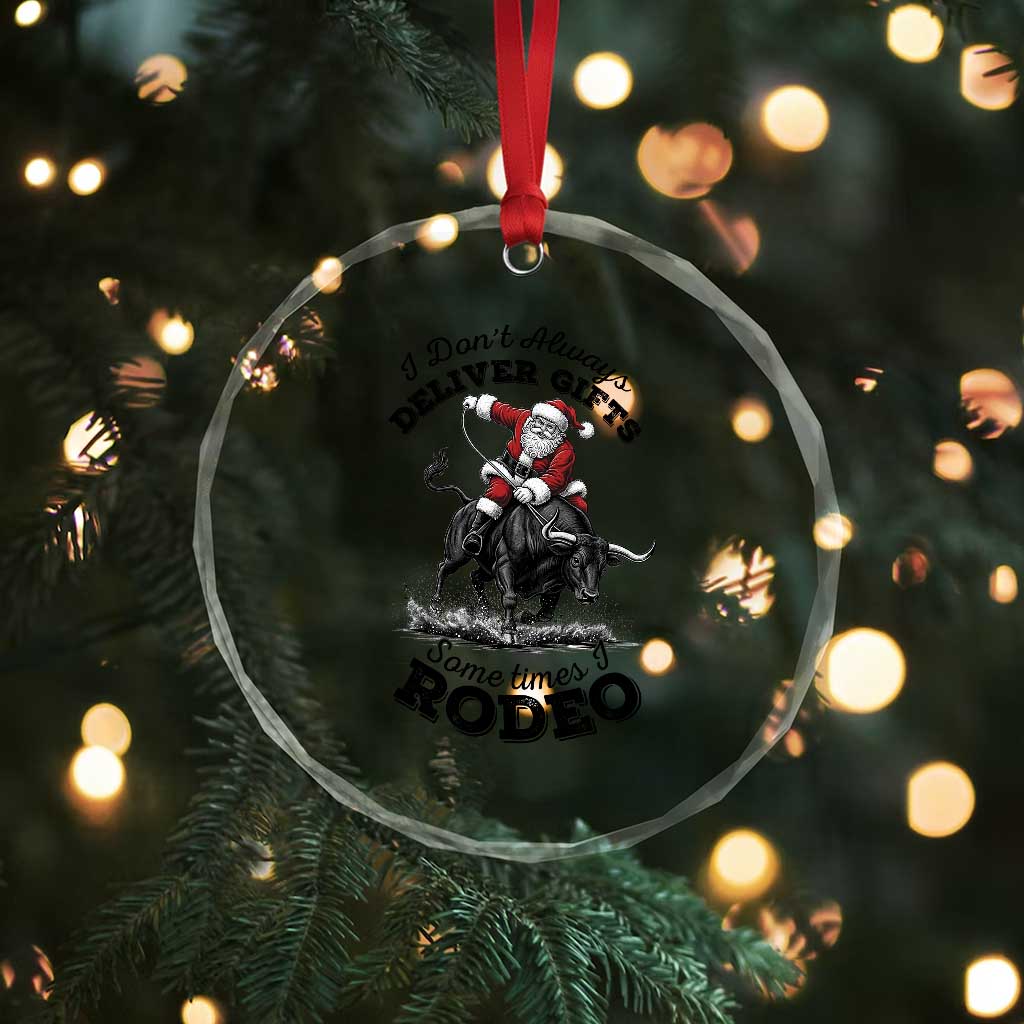 Funny Black Santa Cowboy Bull Rider Christmas Crystal Glass Ornament I Do Not Deliver Gifts I Rodeo TS12 Print Your Wear