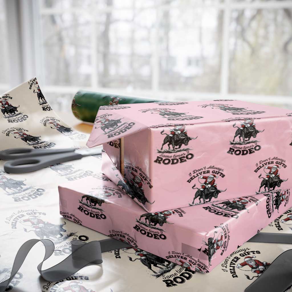 Funny Black Santa Cowboy Bull Rider Christmas Wrapping Paper Roll I Do Not Deliver Gifts I Rodeo TS12 Light Pink Print Your Wear