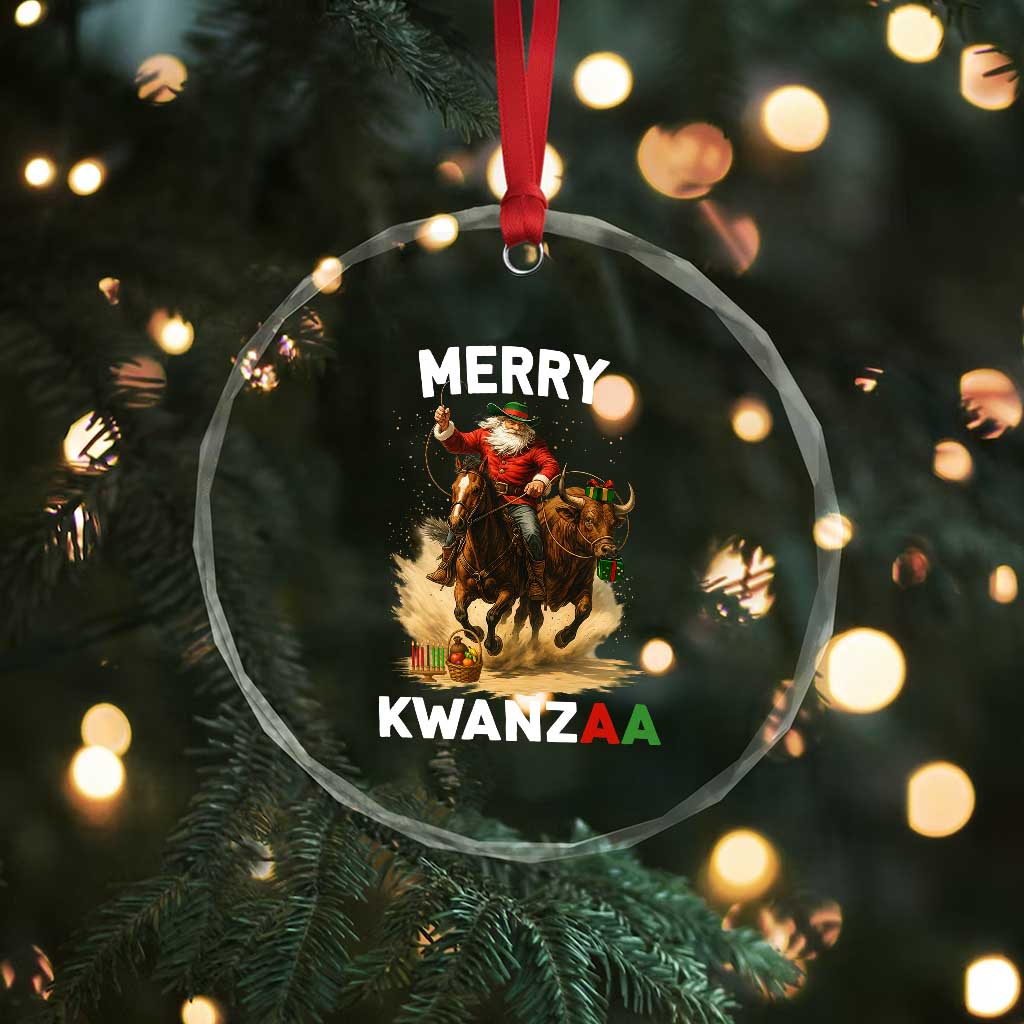 Funny Black Santa Cowboy Crystal Glass Ornament Merry Kwanzaa Cultural Pride Gift TS12 Print Your Wear